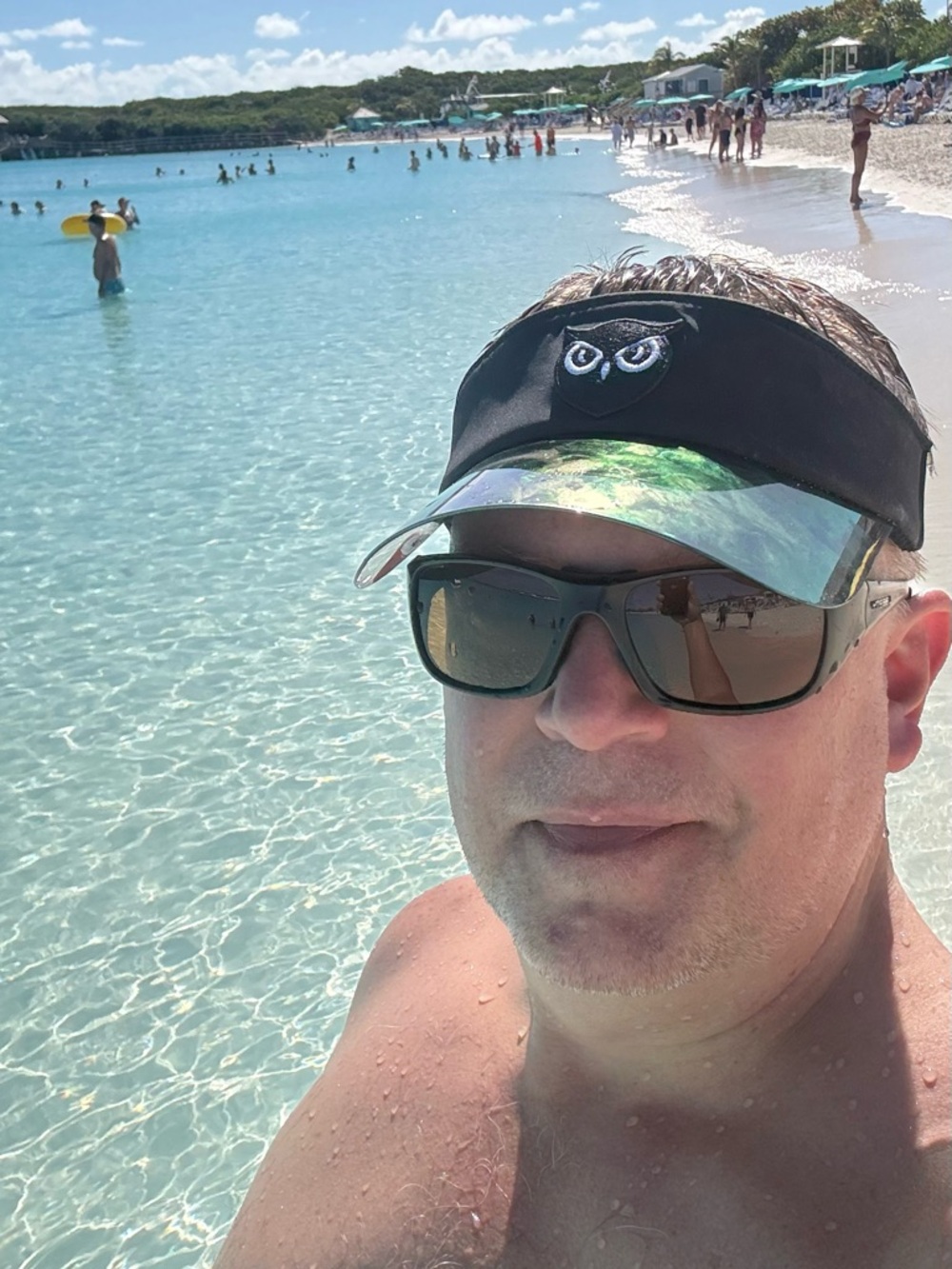 Owlpha Sports- Black Visor, hat, Iridescent Solar Shield and Embroidered Owl
